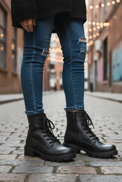 Aspor Siyah Floter İçi Polarlı Kadın Topuklu Bot - Resim 3