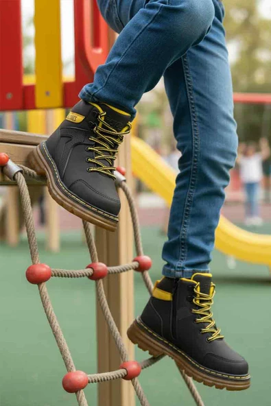 Aspor Siyah Fermuarlı Unisex Çocuk Bot - Resim 8