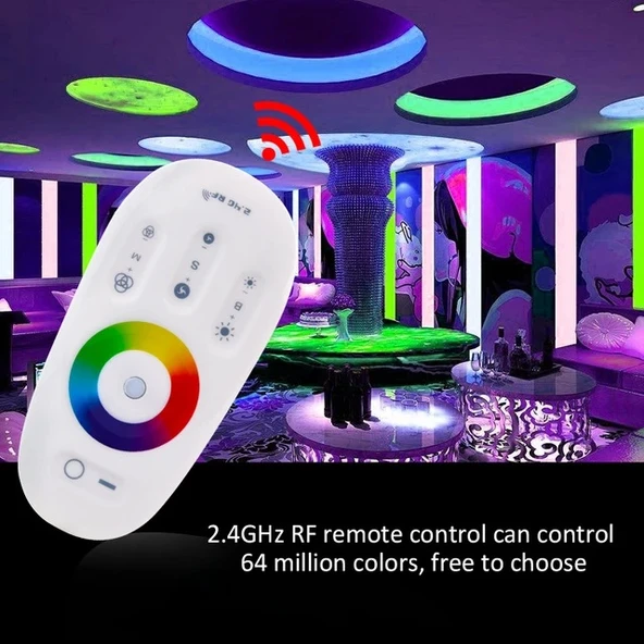 Dokunmatik uzaktan kumanda LED RGB kontrol cihazı DC 12-24V 6A 3 kanallı karartma dinamik modu 2.4G RF - 3