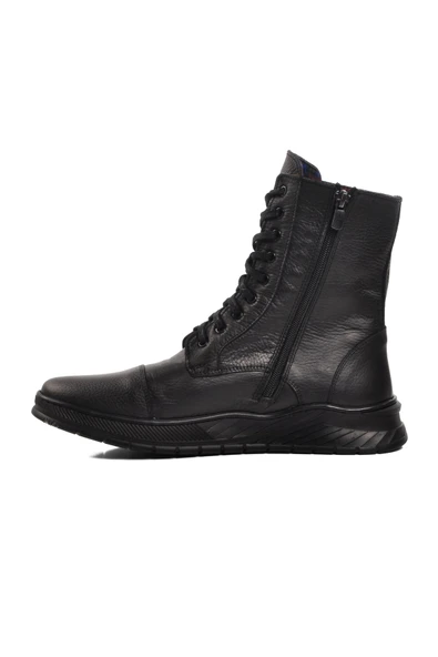 Aspor Siyah İçi Polarlı Hakiki Deri Düz Erkek Bot - Resim 2