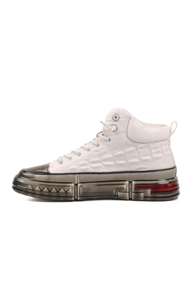 Guja Beyaz Hakiki Deri Bilek Boy Erkek Sneaker - 2