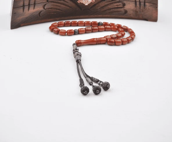 1000 Ayar Kazaz Püsküllü Sıkma Kehribar Tesbih ürün görseli 1