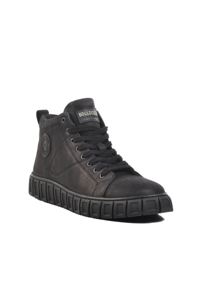 Bulldozer Siyah Nubuk Hakiki Deri Düz Erkek Bot - Resim 3