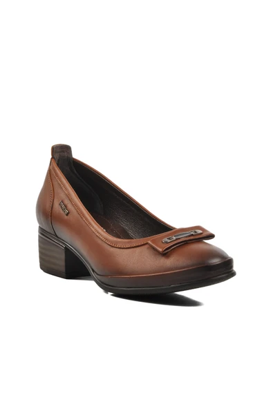 Venüs Taba Hakiki Deri Kadın Topuklu Ayakkabı - 3