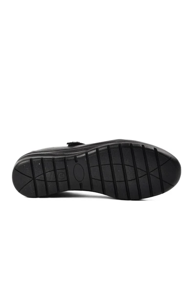 Voyager Siyah Hakiki Deri Kadın Düz Rahat Günlük Ayakkabı - Resim 5