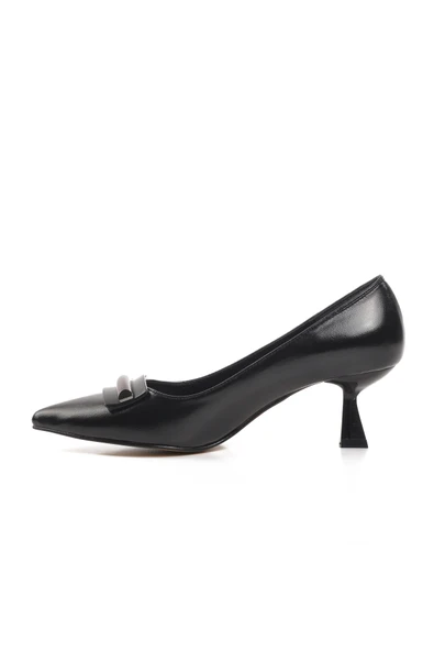 Aspor Siyah Cilt Kadın Topuklu Ayakkabı - Resim 2