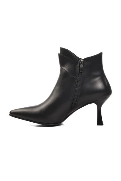 Aspor Siyah İçi Polarlı Hakiki Deri Kadın Topuklu Bot - Resim 2