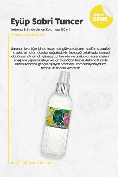 150 ML 13 AL 11 ÖDE Verbena & Zinde Limon Kolonyası ve ROSIE Hediye - Resim 2