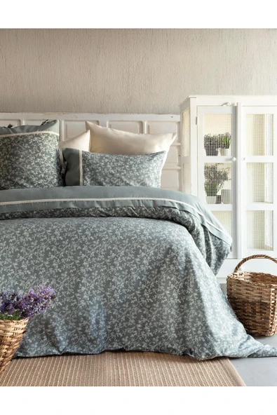 Apricitas HOME Çift Kişilik Krep Nevresim Takımı Galvın Olıve - Nevresım