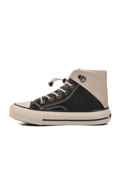Walkway Siyah Bej Çocuk Hi Sneaker Ayakkabı - Resim 2
