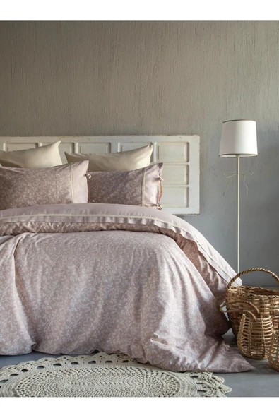 Apricitas HOME Çift Kişilik Krep Nevresim Takımı Galvın Beıge - Nevresım