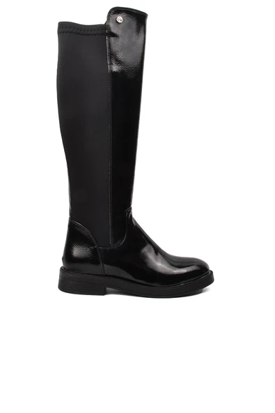 Pierre Cardin Siyah Kırışık Polyester Karışımlı Kadın Düz Çizme