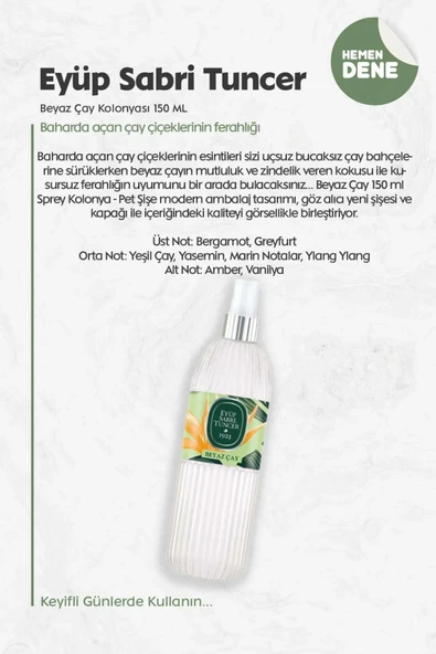 Eyüp Sabri Tuncer Beyaz Çay Kolonyası 150 ML - 2