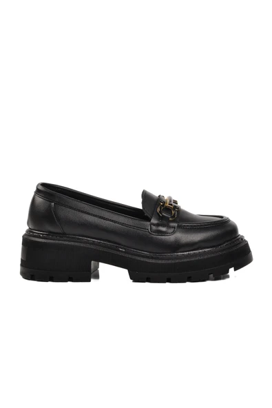 Aspor Siyah Cilt Kadın Günlük Loafer Ayakkabı