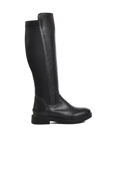 Pierre Cardin Siyah Cilt Polyester Karışımlı Kadın Düz Çizme