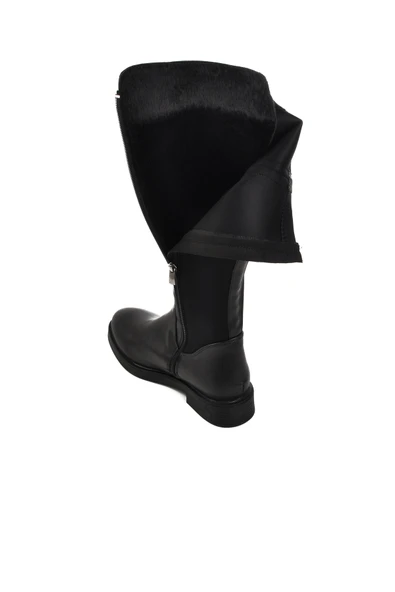 Pierre Cardin Siyah Cilt Polyester Karışımlı Kadın Düz Çizme - 4