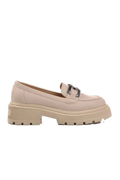 Aspor Bej Cilt Kadın Günlük Loafer Ayakkabı