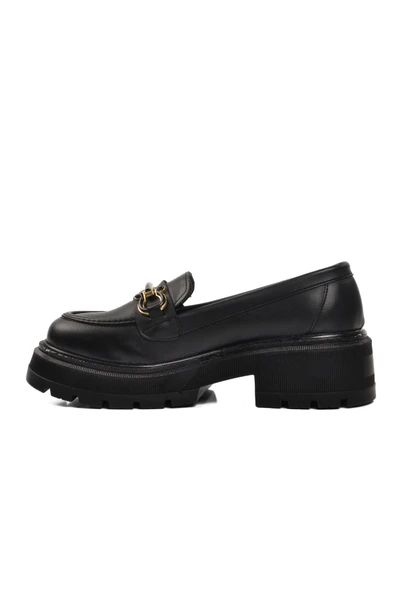 Aspor Siyah Cilt Kadın Günlük Loafer Ayakkabı - 2