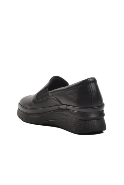 Venüs Siyah Hakiki Deri Kadın Düz Rahat Günlük Ayakkabı - 4