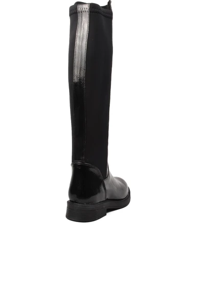 Pierre Cardin Siyah Kırışık Polyester Karışımlı Kadın Düz Çizme - 4