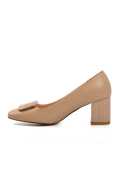 Aspor Bej Cilt Kadın Topuklu Ayakkabı - Resim 2