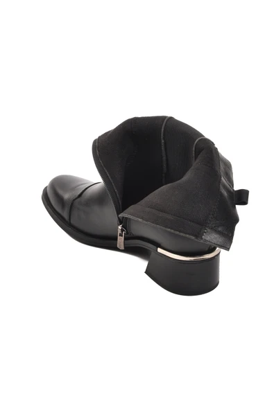 Venüs Siyah Hakiki Deri Kadın Topuklu Bot - Resim 4