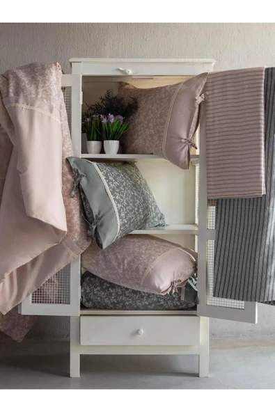 Apricitas HOME Çift Kişilik Krep Nevresim Takımı Galvın Olıve - Nevresım - 6