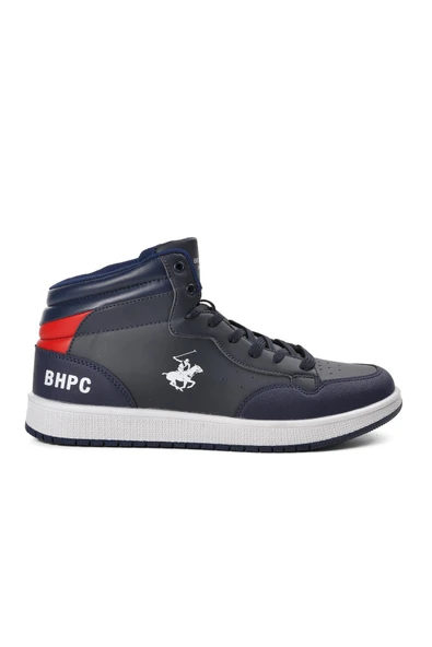 Beverly Hills Polo Club Lacivert Suni Deri Erkek Hi Sneaker Ayakkabı