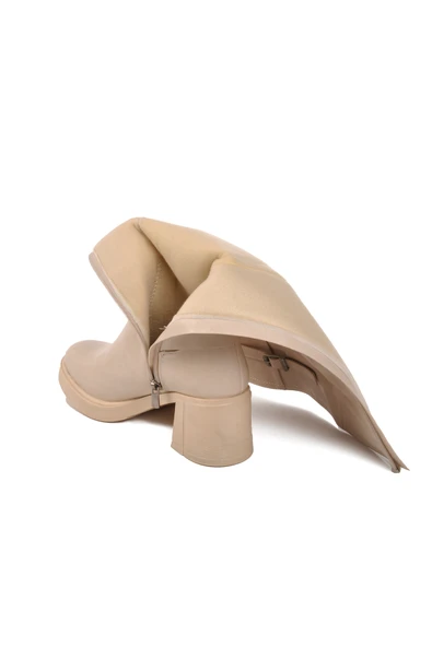 Pierre Cardin Krem Kadın Topuklu Çizme - 4