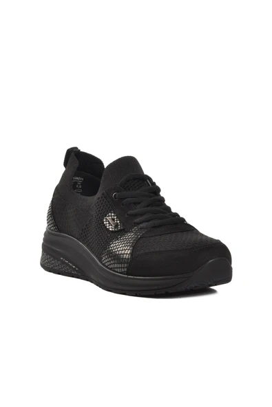 Forelli Siyah Kadın Spor Ayakkabı Sneaker - Resim 3