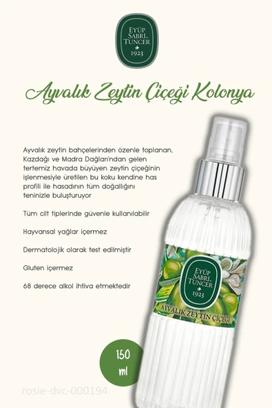Ayvalık Zeytin Çiçeği Kolonyası 150 ML 7 AL 6 ÖDE ve ROSIE Hediye - Resim 2