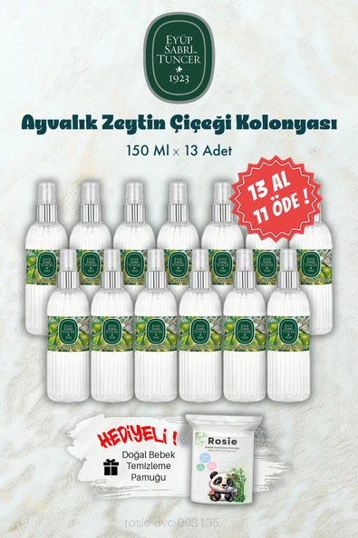 150 ML 13 AL 11 ÖDE Ayvalık Zeytin Çiçeği Kolonyası ve ROSIE Hediye ürün görseli
