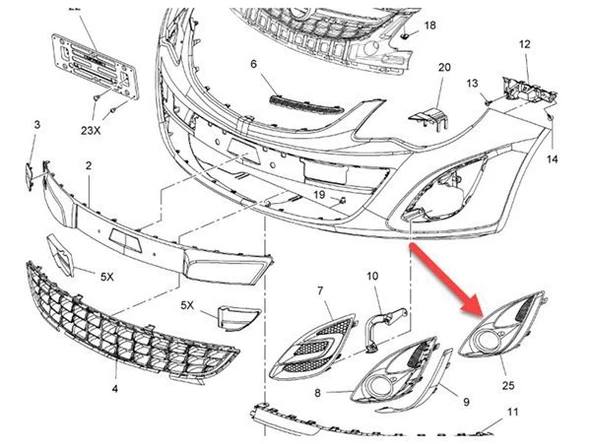 Opel Corsa Ön Tampon Sis Bakaliti Sol (2011-2015) 13344798 7602062B 1.2, 1.4, 1.3 CDTI - 2