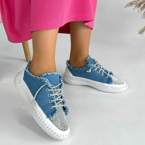 Enber Mavi Kot Bağcıklı Spor Ayakkabı - Resim 5