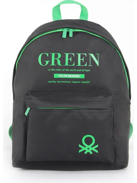 United Colors Of Benetton Siyah Yeşil Unisex Okul Çantası