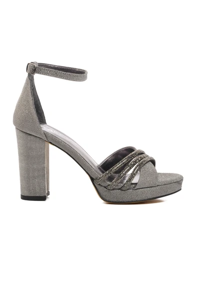 Aspor Gri Gümüş Platin Kadın Abiye Ayakkabı