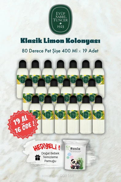 80 Derece Klasik Limon Kolonyası 19 AL 16 ÖDE 400 ML ve ROSIE Hediye ürün görseli