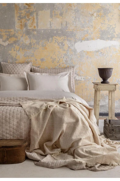 Apricitas HOME Çift Kişilik Tımeless Set Trona Beıge - Yatak Ortusu