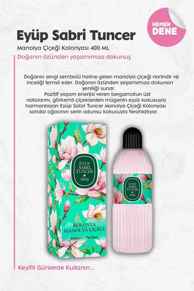 Eyüp Sabri Tuncer Manolya Çiçeği Kolonyası 400 ML - Resim 2