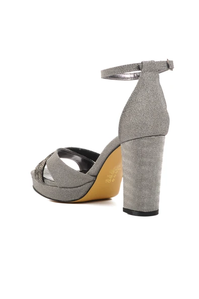 Aspor Gri Gümüş Platin Kadın Abiye Ayakkabı - 4