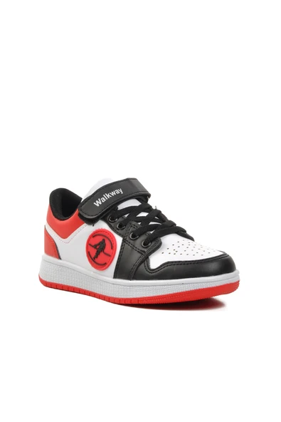 Walkway Siyah Beyaz Kırmızı Unisex Çocuk Spor Ayakkabı - Resim 3