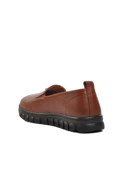 Voyager Taba Kadın Hakiki Deri Düz Rahat Günlük Ayakkabı - Resim 4