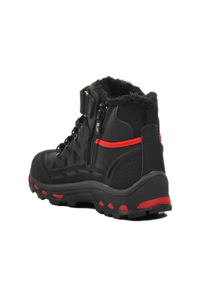 Aspor Siyah Kırmızı Unisex Cırtlı Kürklü Çocuk Bot - 4