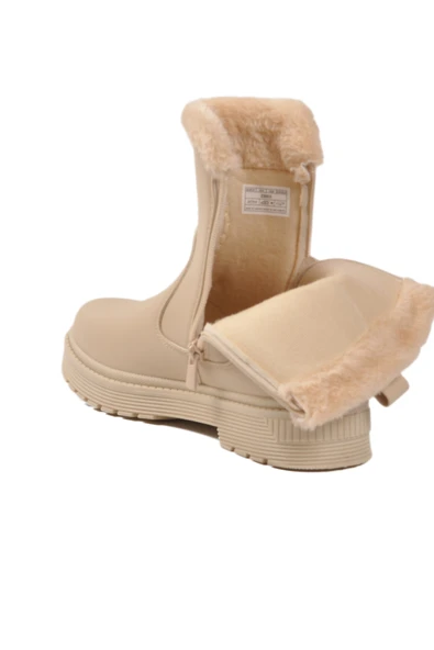 Aspor Bej İçi Kürklü Kadın Biker Bot - Resim 4