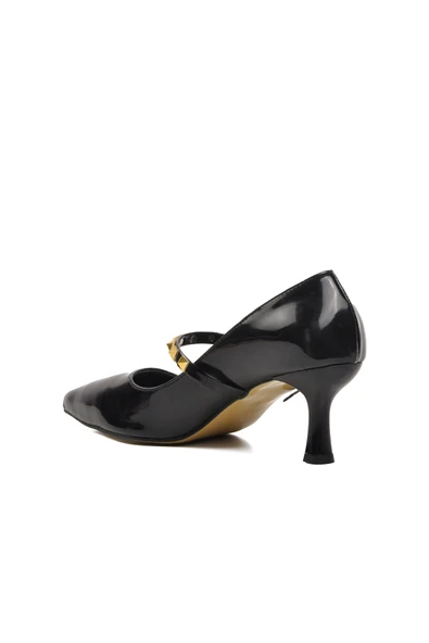 Aspor Siyah Rugan Kadın Topuklu Stiletto Ayakkabı - 4