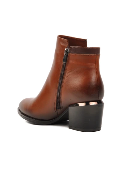 Venüs Taba Kahve Hakiki Deri Kadın Topuklu Bot - 4