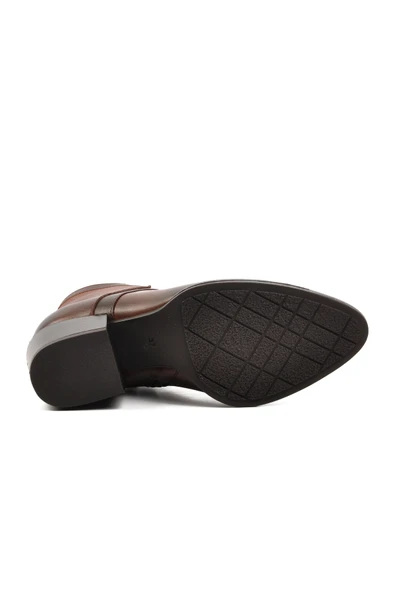 Venüs Taba Kahve Hakiki Deri Kadın Topuklu Bot - 5