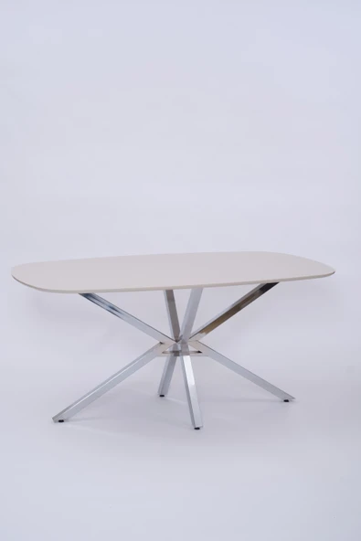 Çapraz Kum Beji High Gloss Yemek Masası 90*160 cm - 7