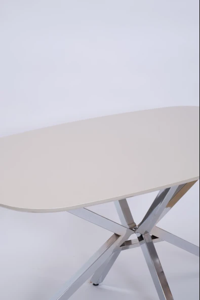 Çapraz Kum Beji High Gloss Yemek Masası 90*160 cm - 8