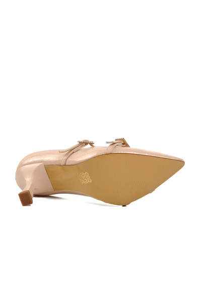 Aspor Bej Kırışık Kadın Topuklu Stiletto Ayakkabı - 5